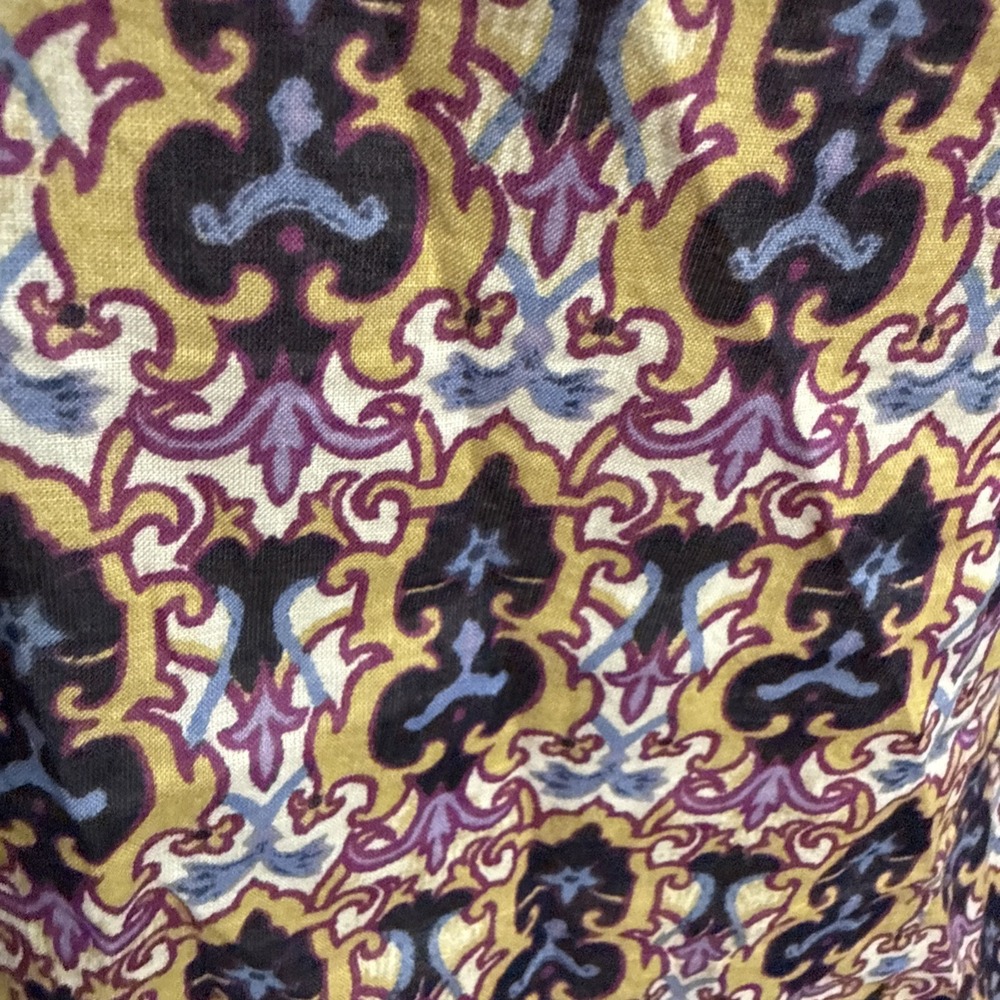 Tory Burch Cotton Demask Kaleidoscope Button Blouse Roll Tab Long Sleeve Sz 10 - Picture 8 of 11